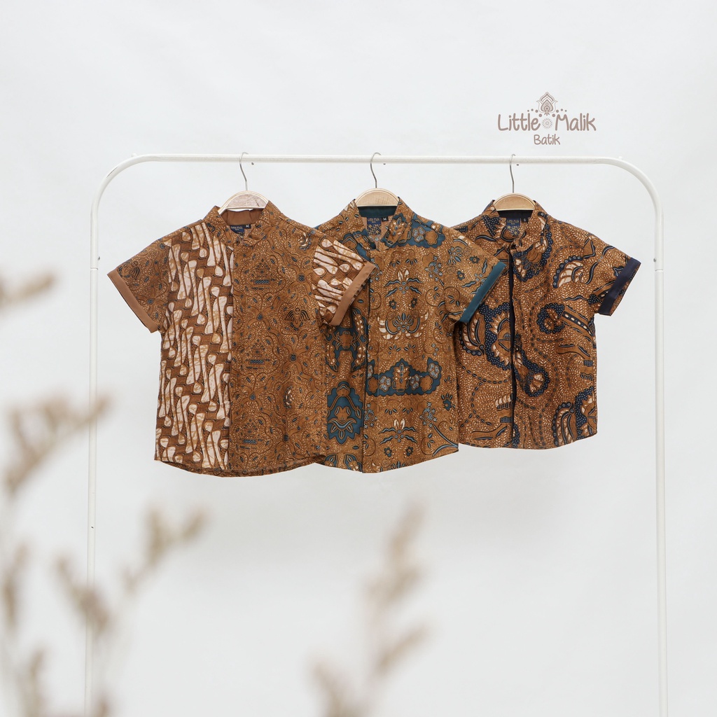 Kemeja Batik Anak Lengan Pendek By Little Malik Batik, Cap Solo