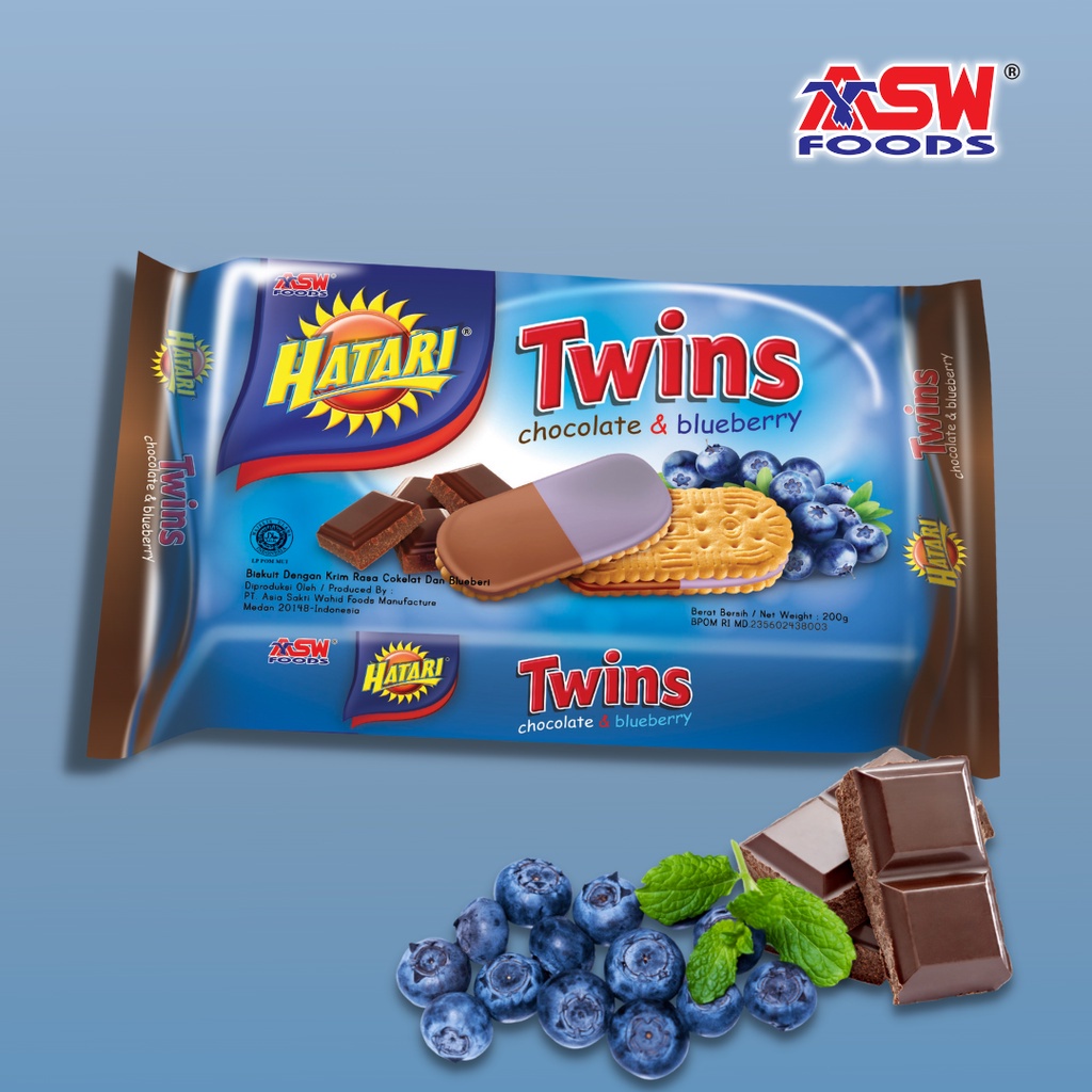 Hatari Twins Chocolate & Blueberry Biscuit 190gr / Biskuit CoklatBerry