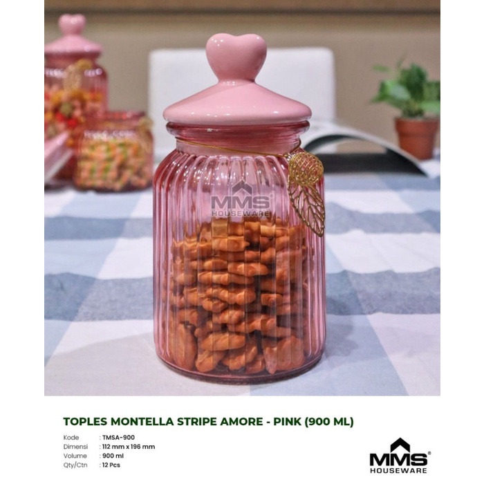 Topless Mms Glass Jar 900 Ml Toples Kaca Montella Stripe Amore Glass Jar