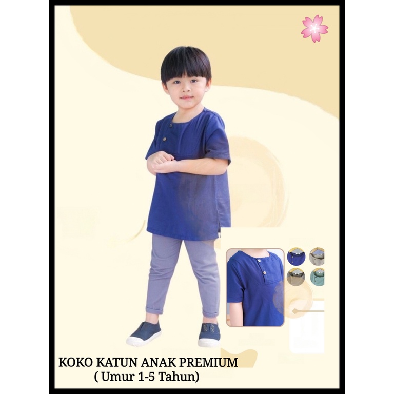 RAYYAN -KOKO KEMEJA BAJU KURTA QURTA ANAK UMUR 1 2 3 4 5 TAHUN PRIA LAKI LAKI TANGAN LENGAN PENDEK L
