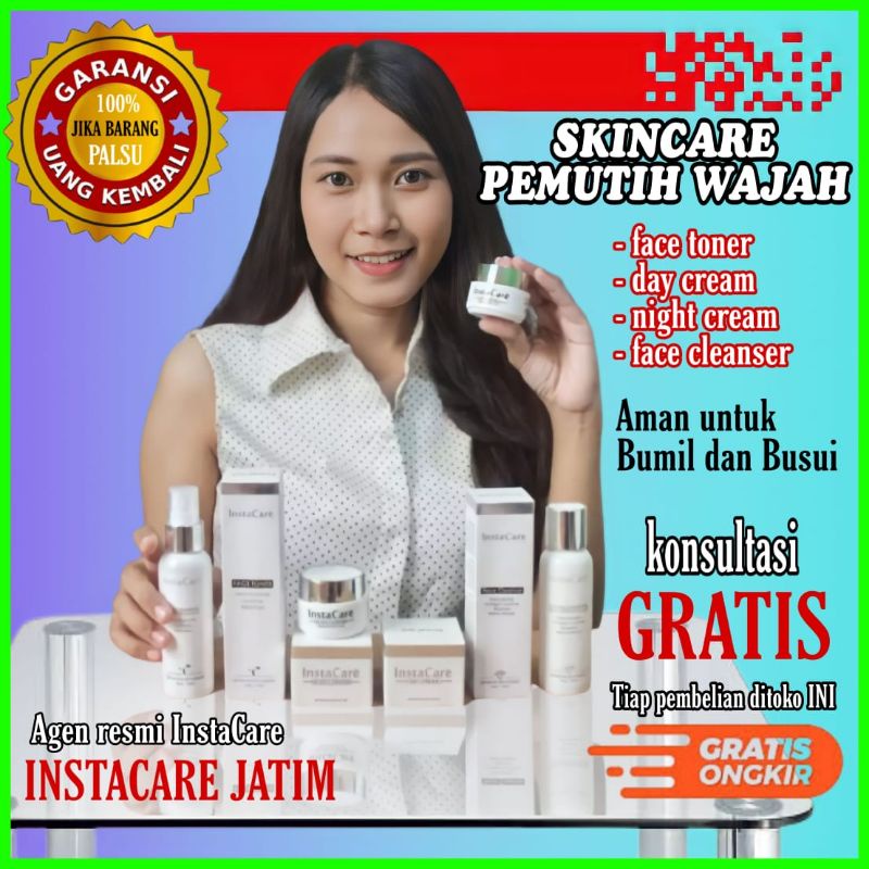 Instacare paket komplit skincare pemutih wajah glowing dan kulit kusam asli bpom skincare whitening 