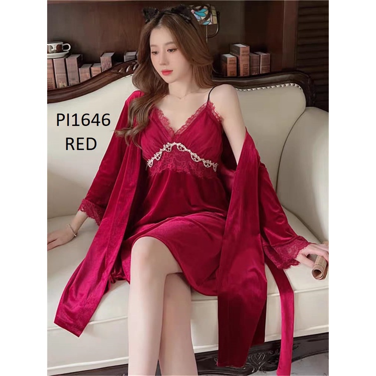 PIYAMA DASTER BLUDRU WANITA + CARDIGAN PI1646