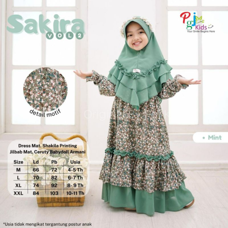 SAKIRA DRESS vol.2 free jilbab ORI PGJ KIDS | Dress+Jilbab Anak