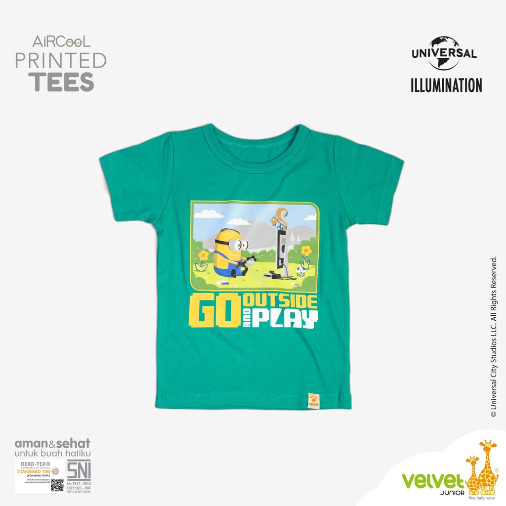 Velvet Junior Kaos Anak Laki laki - Printed Tees - Minion Hijau