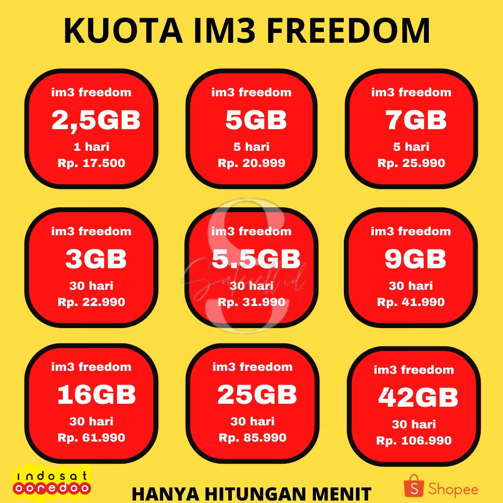 PROMO PAKET DATA KUOTA INDOSAT FREEDOM IM3 INTERNET FULL 24 JAM TERMURAH
