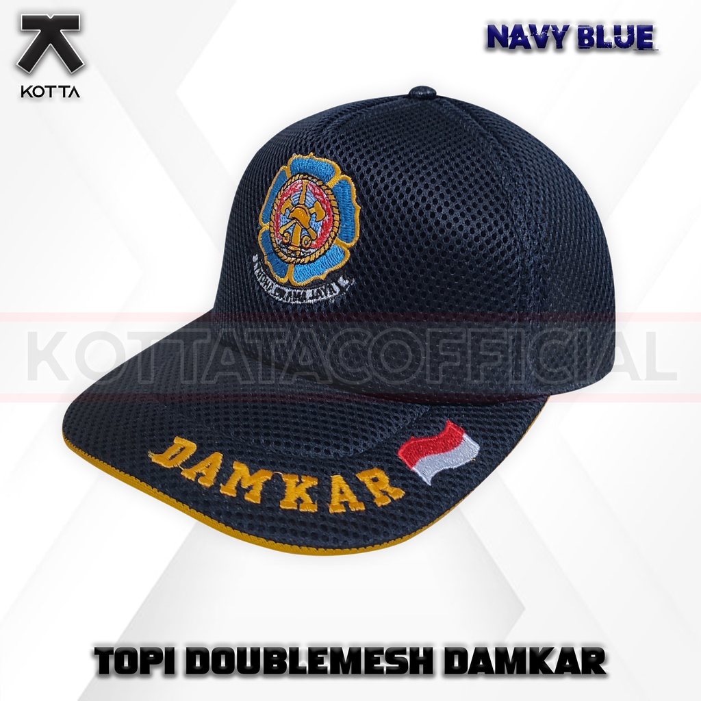 TOPI JALA DAMKAR NAVY - TOPI JARING DAMKAR LOGO - TOPI DAMKAR BORDIR LAMBANG