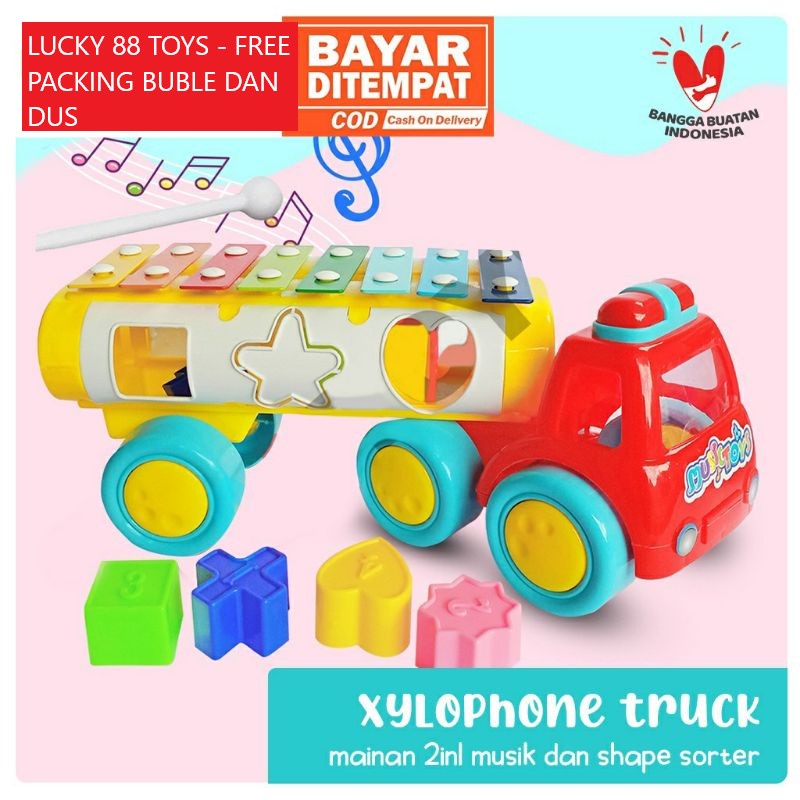 Xylophone Truck Mainan Musik / Shape Sorter / Mengenal Bentuk / Mobil