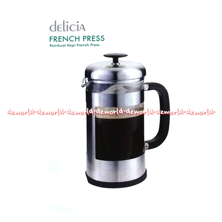 Delicia French Press 1Liter Silver Alat Teko Kopi Seduh Coffee Alat Press Kopi Deliccia Penyaring Saringan Kopi