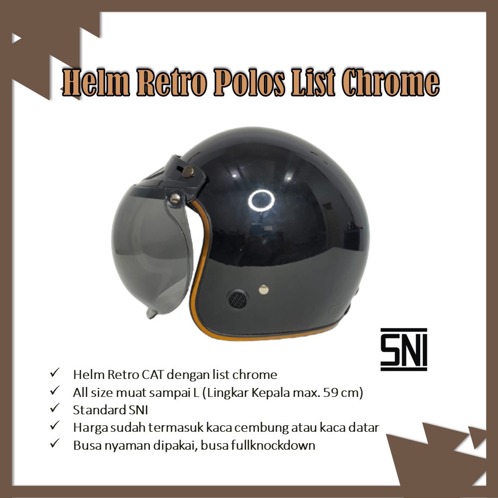 Helm CAT List Chrome Bogo Retro Kaca Bubble Flat