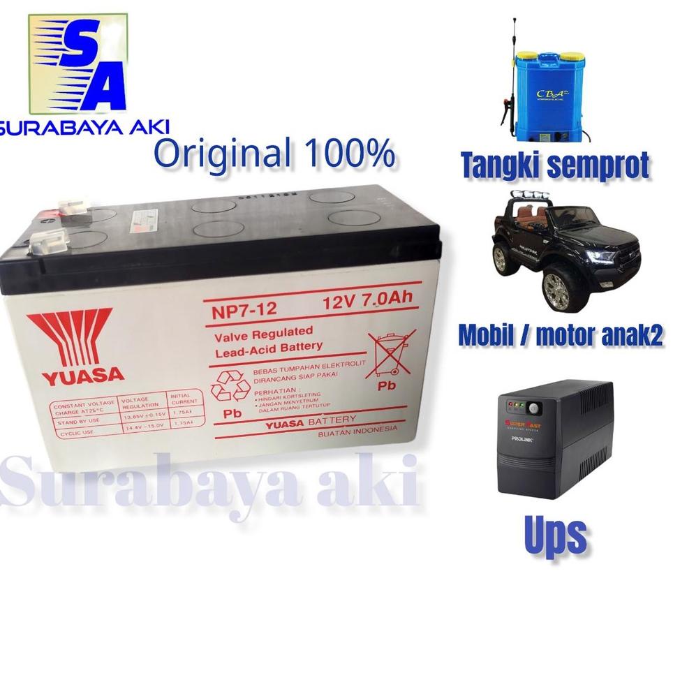 ♠  Yuasa 7ah Aki kering (MF battery) Yuasa 12v 12volt 7Ah 7 Ampere aki UPS aki mobil mainan sprayer ORIGINAL YUASA 7ah AKI SURABAYA AKI