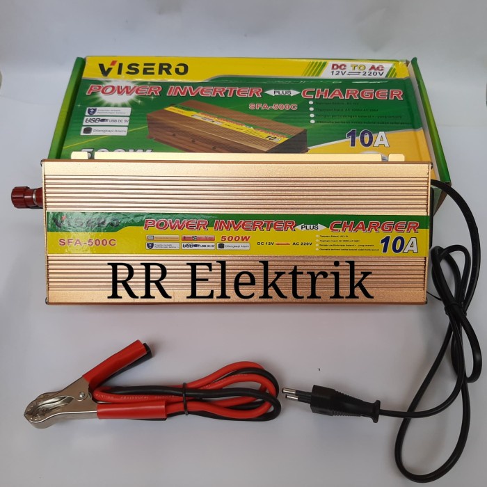 Power Inverter 500W Plus Charger 10A Visero Sfa-500C 500 Watt