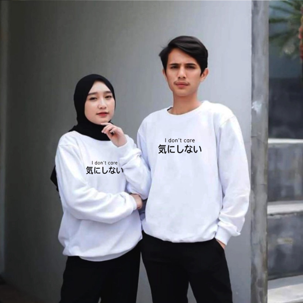 baju lengan panjang COUPLE i dont care / kaos distro trendy keren dan kekinian