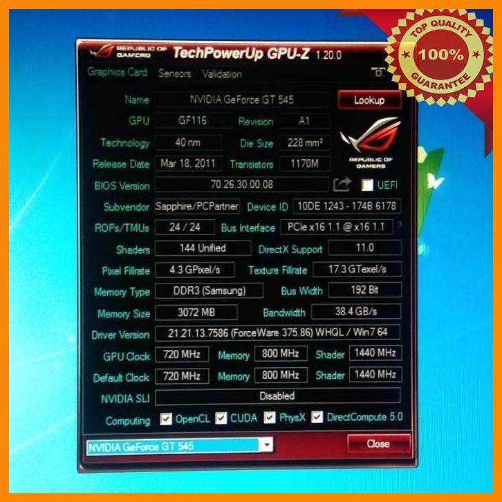 (alya) vga saphire nvidia gt 545 3gb 192bits ddr3