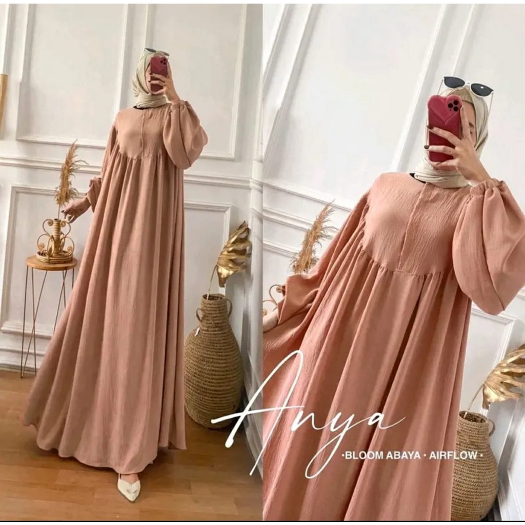 Aniya Gamis Terbaru Busui Friendly Crinkle Ariflow Premium Long Dress Kekinian Abaya Jumbo