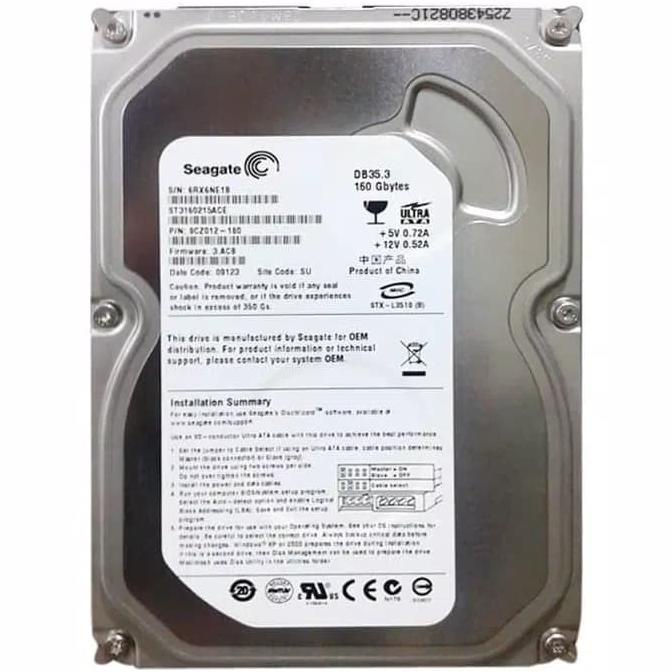 Hardisk Internal Pc Seagate 160gb Sata 3.5" len