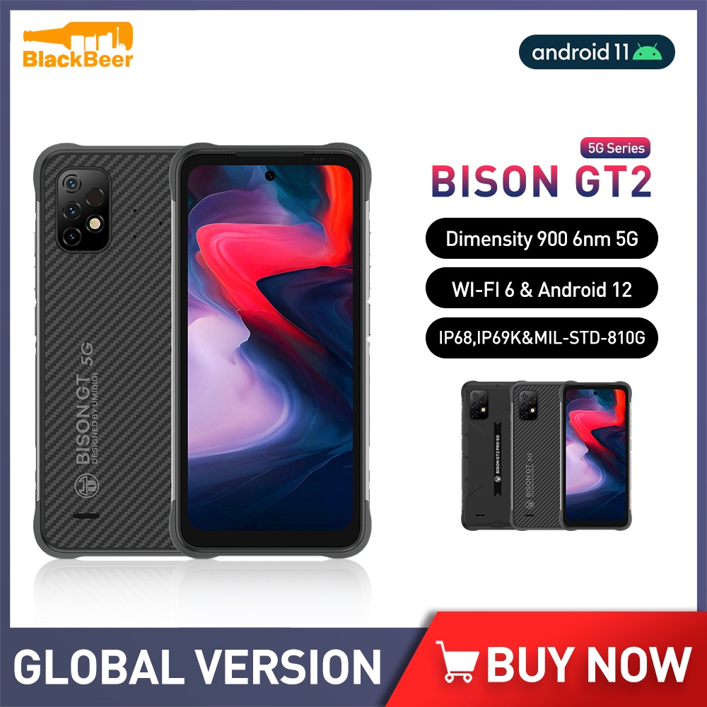 Umidigi Bison GT2 Pro 5G Telepon Rugged 64MP Camera 8GB 256GB 6150mAh 6,5 inci Android 12 Dimensity 