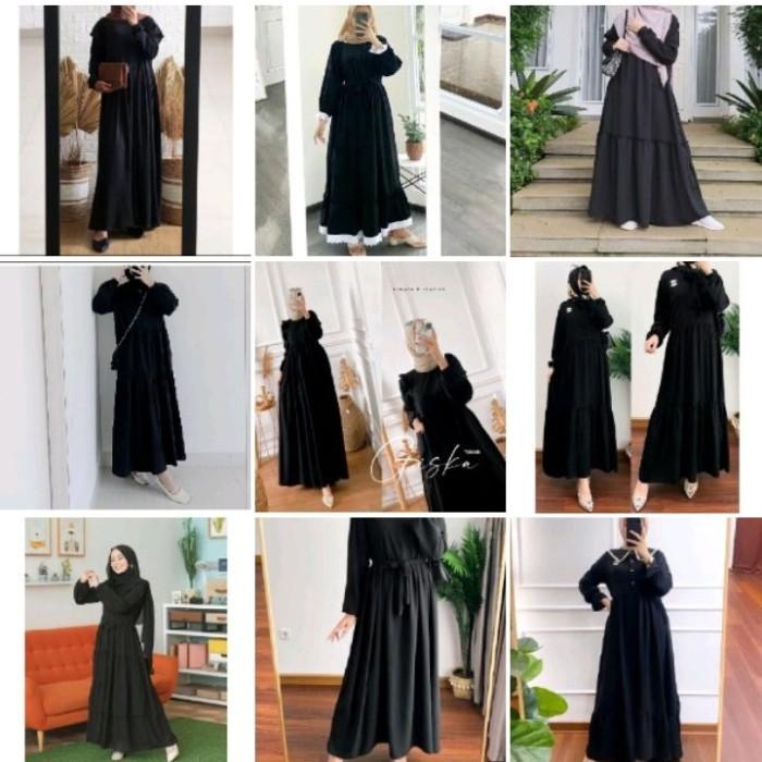 GAMIS HITAM POLOS FASHION WANITA MUSLIM GAMIS REMAJA MODIS MURAH ORI