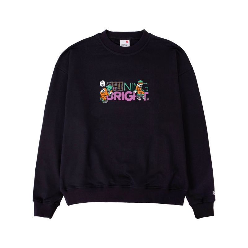 crewneck shining bright black unisex sweater