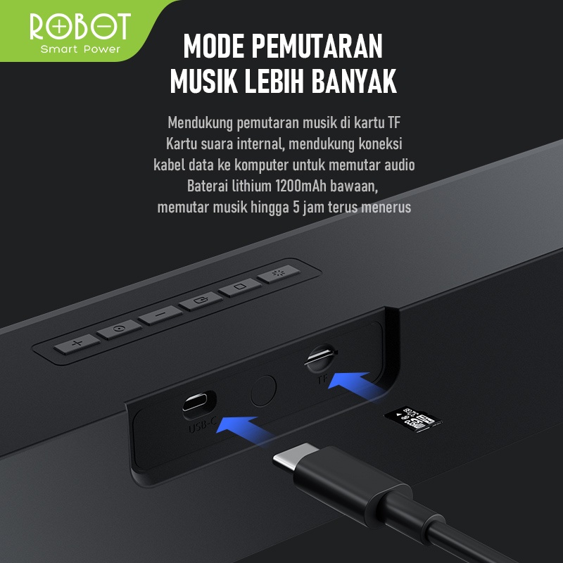 Speaker Bluetooth Robot RB580 Sounbar 10W  Ultra Bass with RGB Light Bluetooth Chip 5.1 AUX TF Card Portable Audio Wireless Original - Garansi RESMI 1 Tahun