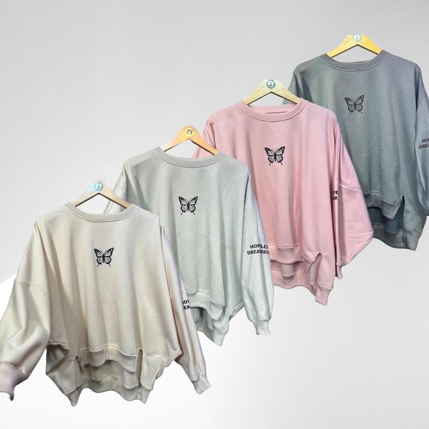 SWEATER OVERSIZE HOPELESS BUTTERFLY - SWEATSHIRT JUMBO BELAH PINGGIR KOREAN STYLE TERBARU NTR