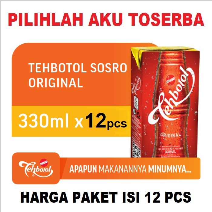 Teh Botol Sosro Kotak Original 330 ml - ( HARGA 12 pcs )