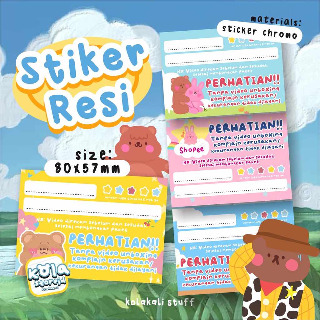 

STIKER RESI PENGIRIMAN SHOPEE BEAR EDITION • STIKER RESI OLSHOP • LABEL PENGIRIMAN
