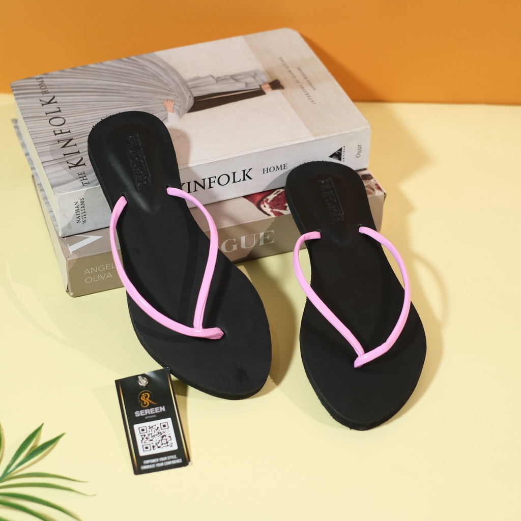 Sereen - Sandal Jepit Hitam Wanita Desain Minimalis - Simpel Dan Stylish