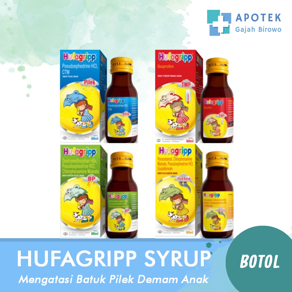 Hufagripp Syrup - Sirup Obat Flu Batuk Pilek Demam Turun Panas Anak 60ml
