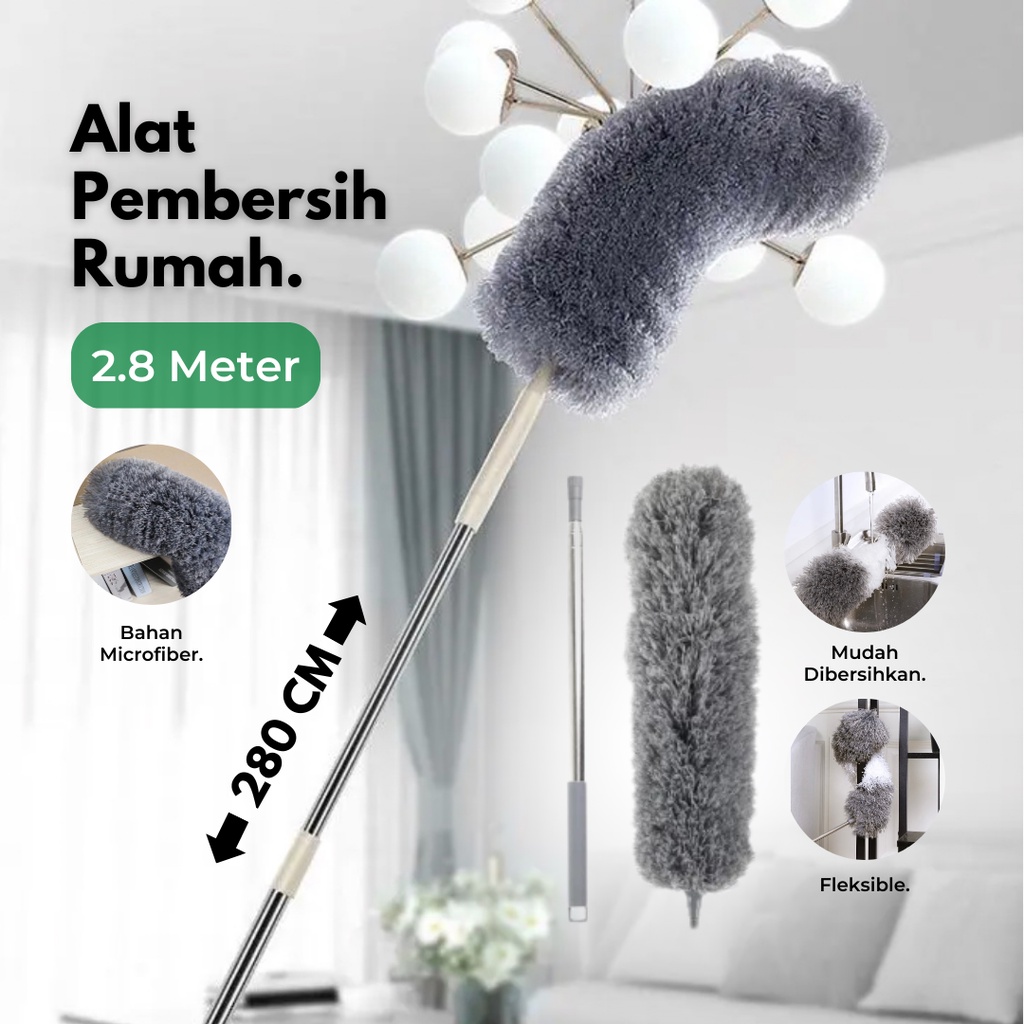 TRS - Alat Pembersih Rumah / Kemoceng Bulu Microfiber / Gagang Panjang 280cm