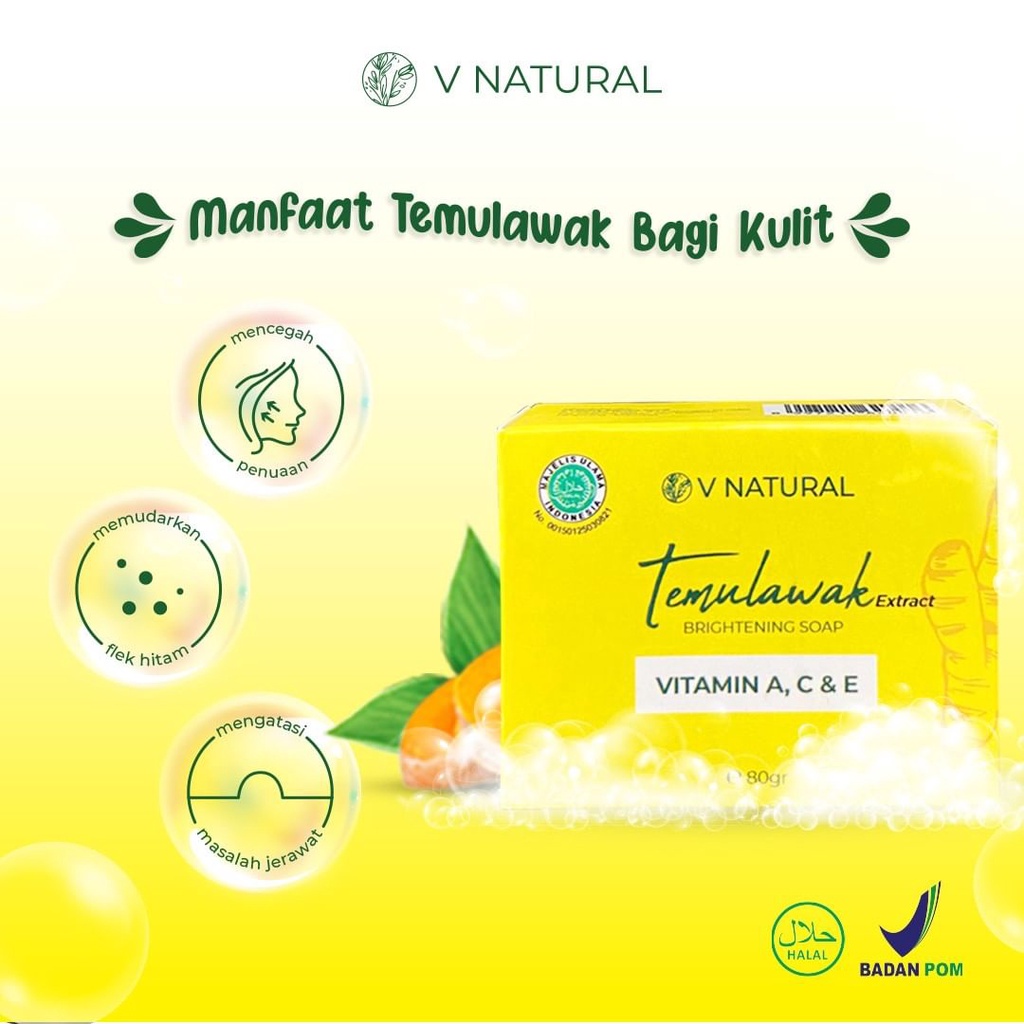 V NATURAL VNatural Brightening Bar Soap/Sabun Batang Temulawak 80gr