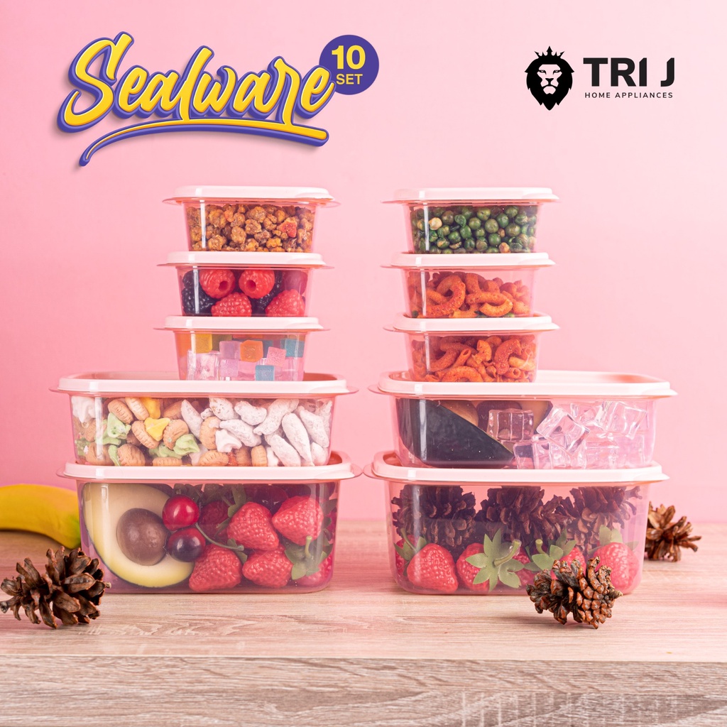 TOPLES SEALWARE TRI J WARNA SET ISI 10 PCS - TOPLES PLASTIK PENYIMPANAN MAKANAN JAJAN BPA FREE