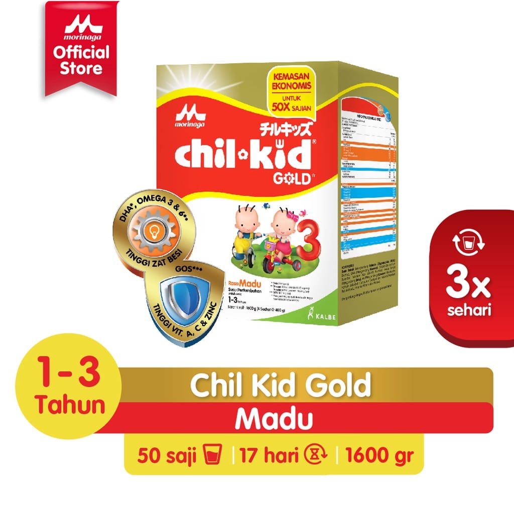 Morinaga Chil Kid Gold Vanila Madu 1600g Susu Formula Pertumbuhan Anak Usia 1-3 Tahun