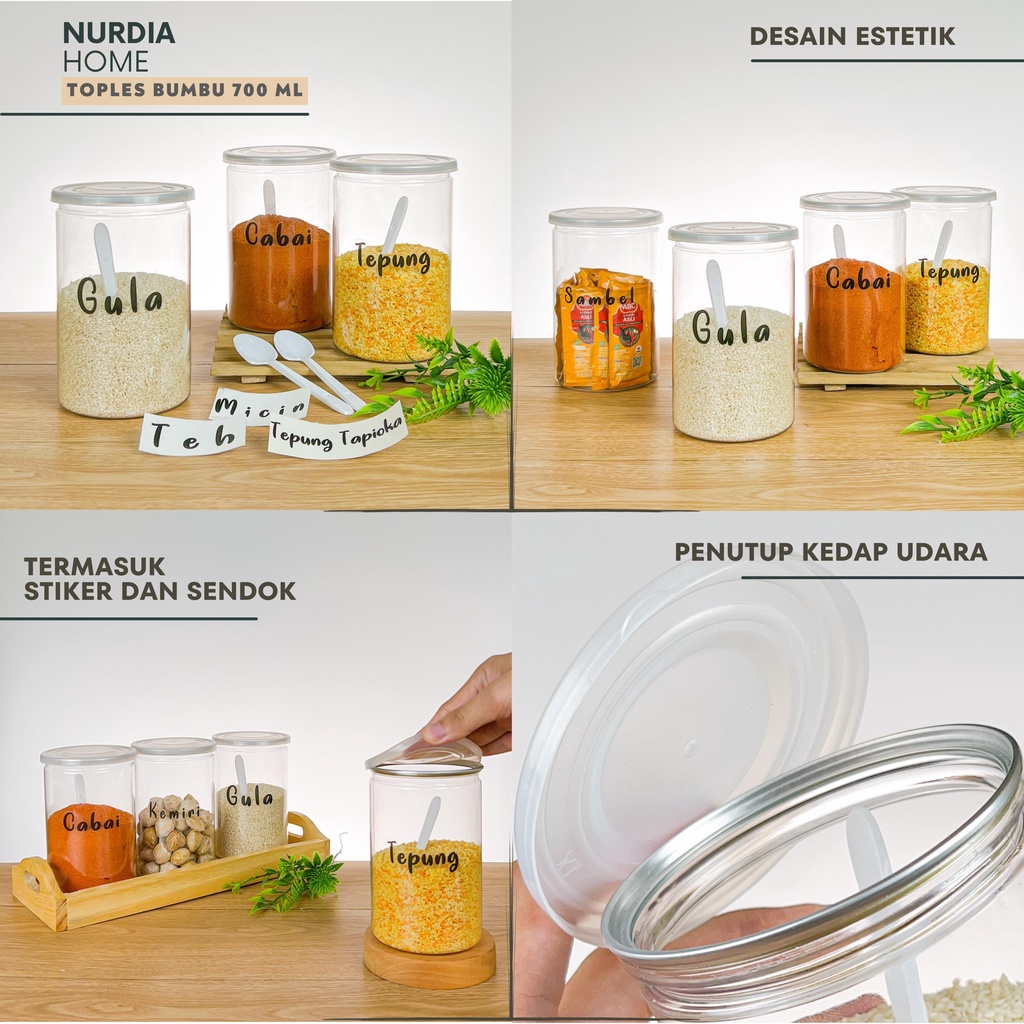 Toples Bumbu Dapur 700 ml Nurdia Home (Tempat bumbu dapur / Wadah bumbu dapur / Botol bumbu) - J05