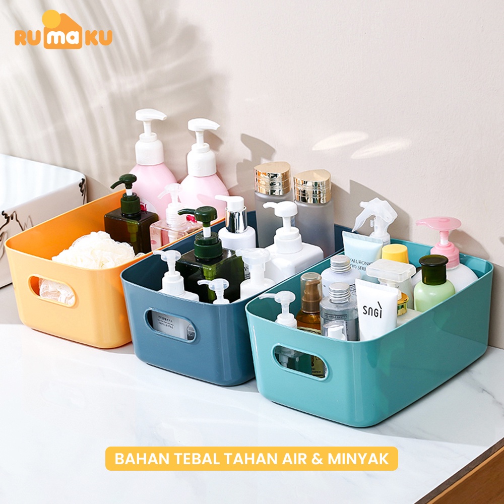 Rumaku Keranjang Serbaguna Tempat Penyimpanan Mainan Pakaian Makanan Makeup Kosmetik Multifungsi Storage Box Organizer Bahan Plastik