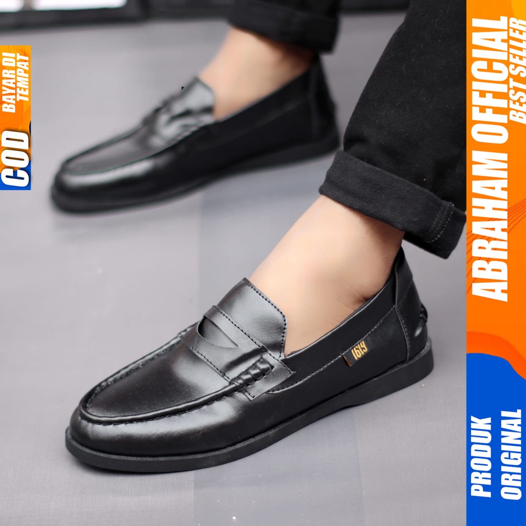 ABRHM PECCO Sepatu Formal Pria Pantofel  Kulit PU Sepatu Pria Casual Sepatu Kasual Cowok / Cowo Oxford Kerja Kantor Kuliah Kondangan Gaya Keren Kekinian Original Murah Terlaris