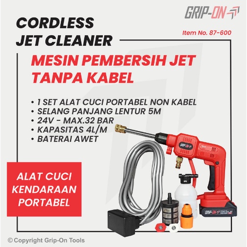 Grip On Cordless Jet Cleaner 24 Volt / Jet Pembersih Tanpa Kabel / Semprotan Air Jet Cleaner Tenaga Batrai