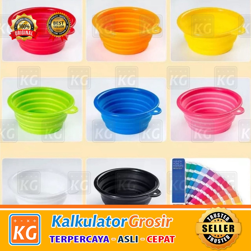 Tempat Makan Minum Pet Bowl Food Drink Anijng Kucing Hewan Portable Foldable Silicone Warna Lipat