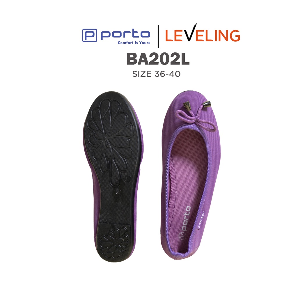 BA202L - Porto Leveling Cuci Gudang Sepatu Wanita Flatshoes Balet Kain Nyaman Empuk Simple Pita Korea Casual Original Porto