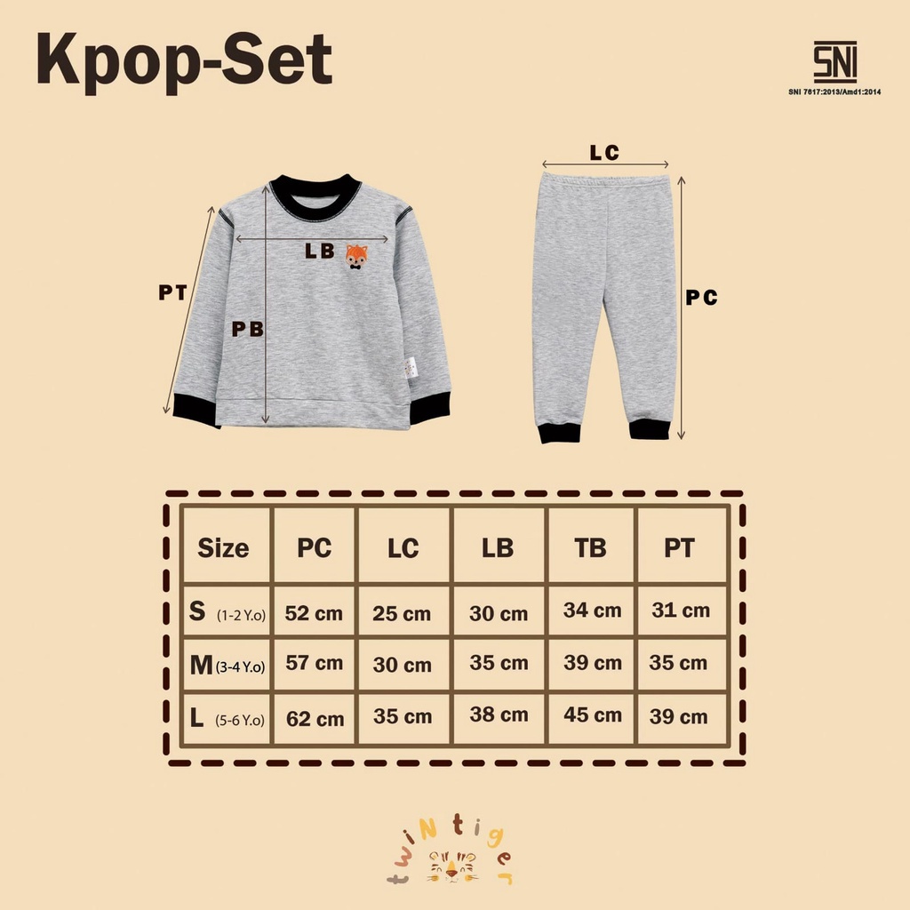 TWIN TIGER KPOP SET 1-6 TAHUN SETELAN PANJANG SWEATER ANAK UNISEX LUCU