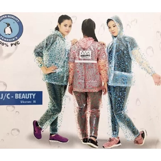 Jas Hujan Jaket Celana REMAJA BEAUTY POLKADOT Size M  - jas hujan PENGUIN stelan murah - jas hujan s