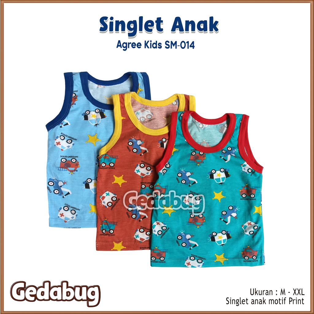 3 Pcs - Singlet Agree Kids SM - 014 Ambulance | Singlet anak motif lucu dan berkualitas | Gedabug