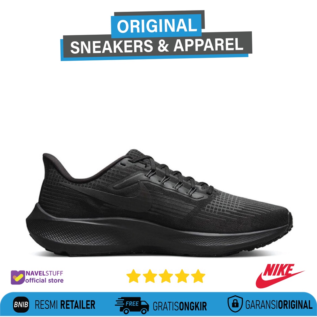 NIKE Air Zoom Pegasus 39 Full Triple Black / Anthracite Sepatu Original Resmi BNIB