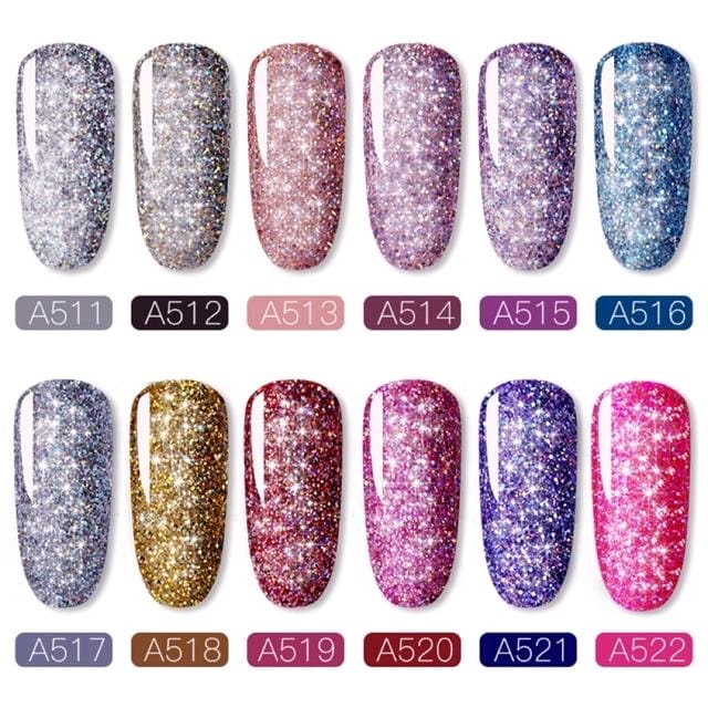 ROSALIND SHINY RAINBOW GEL 5ml / GLITTER UV NAIL POLISH NAIL ART ROSALIND GLITTER POT