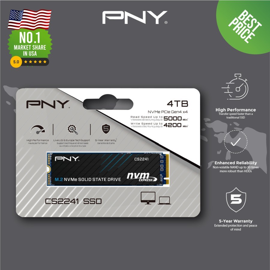 SSD PNY CS2241 M.2 NVME 4TB - Gen4x4