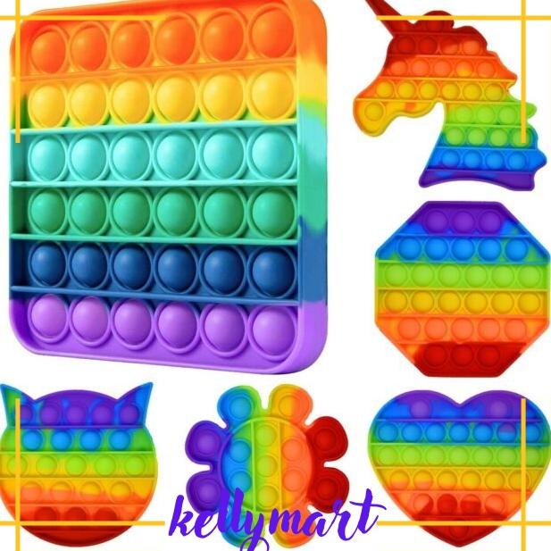 [spin1] Pop It Fidget Toy Murah Rainbow Mainan Anak Penghilang Stress / Popit mainan Pop It Murah Fi