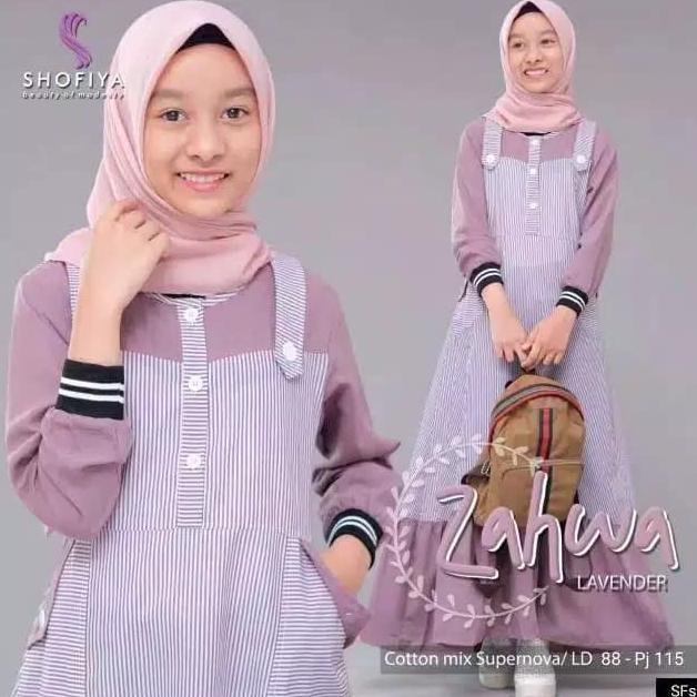 Gamis Zahwa Gamis Remaja tanggung / baju gamis Anak remaja bahan katun