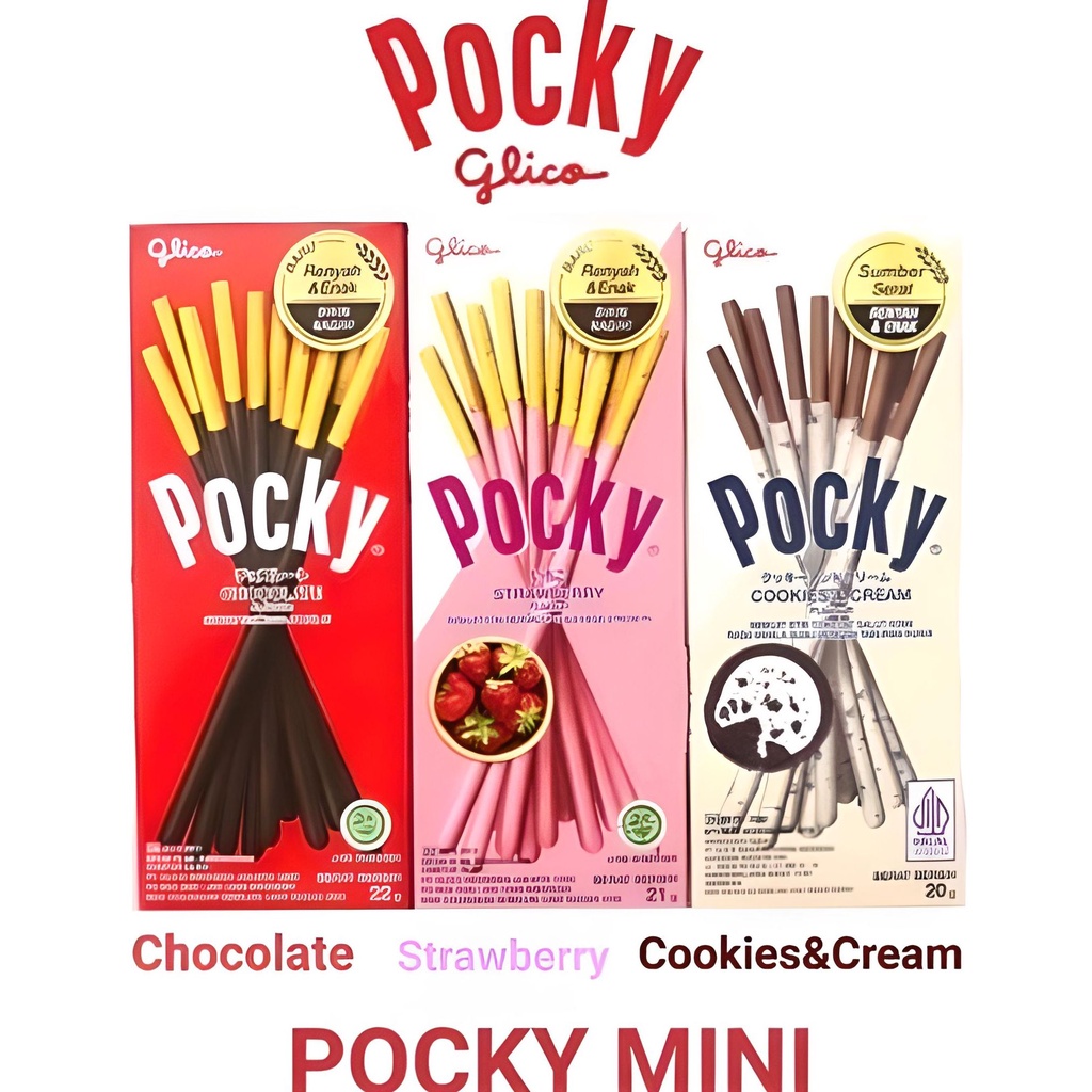 

[READY!!] GLICO POCKY MINI 22 GRAM - POCKY MINI 1 PACK ISI 10 x 22 GRAM - SNACK - CAMILAN - POCKY COKELAT STRAWBERRY COOKIES N CREAM