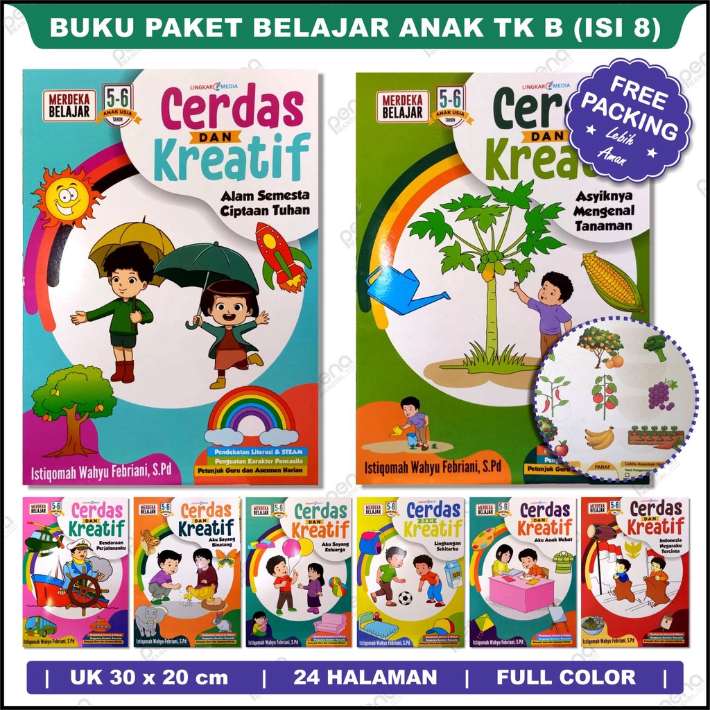 Buku Paket Tematik /8 buku -TK A (4-5 taun) TK B (5-6 taun)- Cerdas &amp; Kreatif TERBARU Lingkar Media