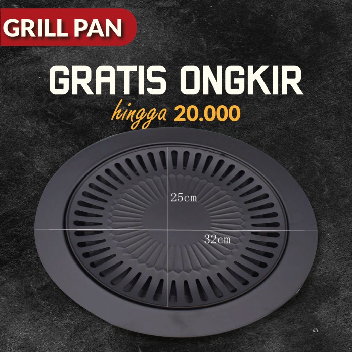 grill pan  Bbq Grill pan / Alat panggang daging / Panggangan Anti Lengket 32cm(B8D7) grill pan anti 