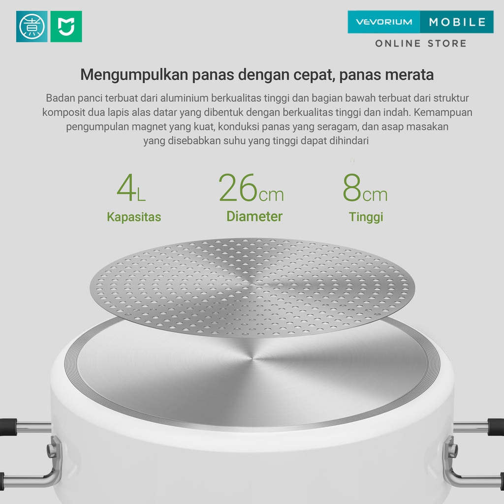 [Xiaomi Mijia] Zhiwu Induction Soup Pan Panci Sup Induksi Teflon Anti Lengket Xiaomi Cepat Panas dan Merata Aesthetic Estetis Minimalis Estetik